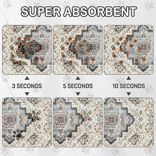Dog Food Mat for Pet Cat Food Mat, Boho Absorbent Quick Dry Dog Bowl Mats for - Image 2