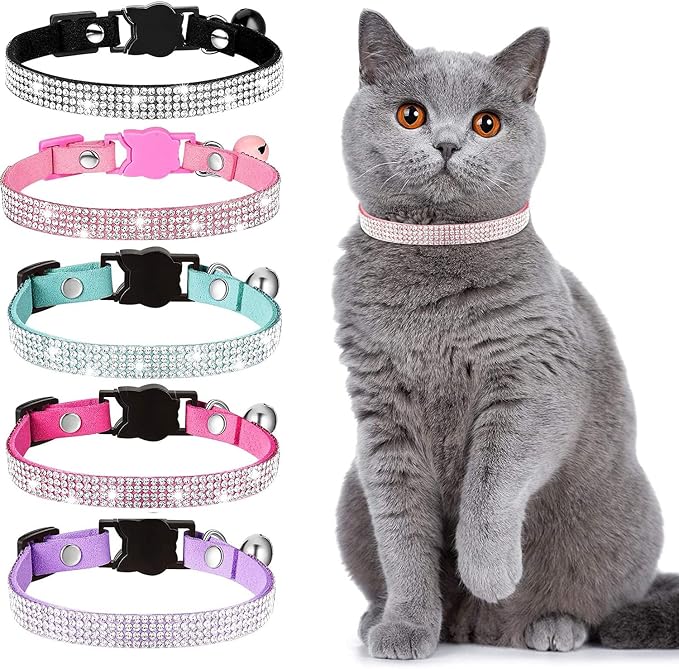 Cat Collars, Rhinestone for Girl Cats Bling Kitten Flower Adjustable Breakaway - Image 8