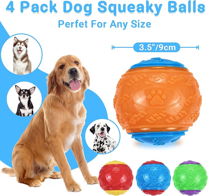 3.5in Squeaky Dog Balls Toys for Training, Dog Toys to Keep Them Busy, High - Image 2