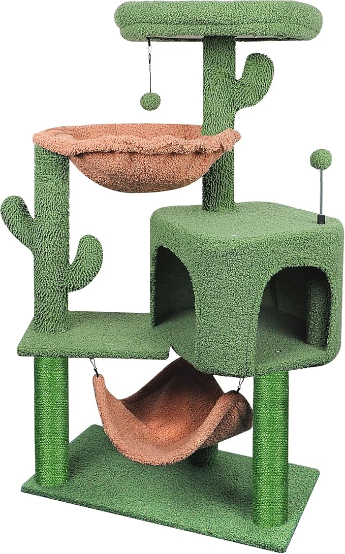 YUNIQUE Cat Tree with Cat Condo Scratch Post and Big Hammock - Image 3