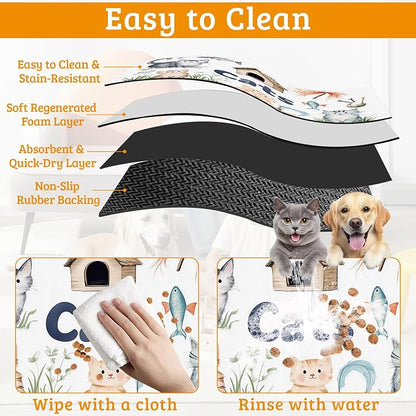 Cats Dog Food Mat, Cute Fun Absorbent Pet Feeding Mat - Image 5