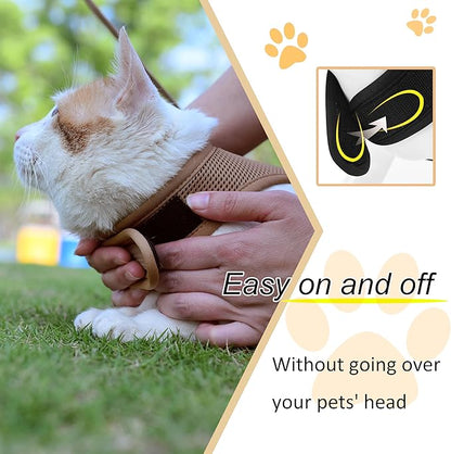 Cat Harness and Leash for Walking Escape Proof Breathable Mesh Fabric, Solid - Image 6