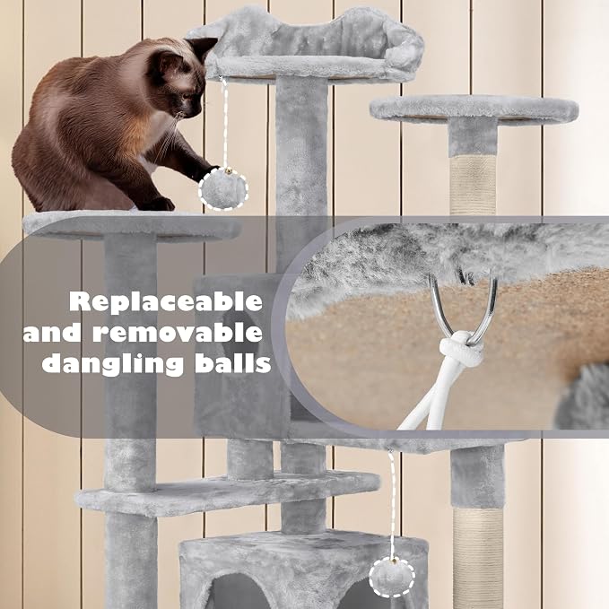 Yaheetech 54in Cat Tree Cat Tower w/Scratching Posts, Double Condos and - Image 9