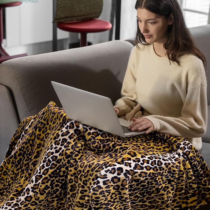 Bnuitland Leopard Print Fleece Flannel Throw Blanket - Image 4