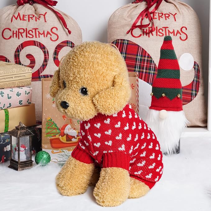 Dxhycc Dog Knitted Heart Sweater Puppy Sweater Warm Soft Pet Holiday Clothes - Image 4