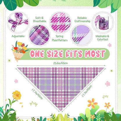 Sweetude 60 Pcs Spring Plaid Dog Bandanas Bulk Spring Pet Scarf Bibs Adjustable - Image 3