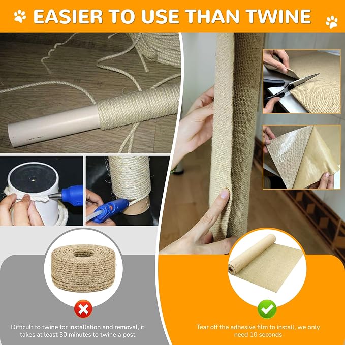 Jute 78.7"x15.8" Trimmable Cat Scratching Mat - Image 5