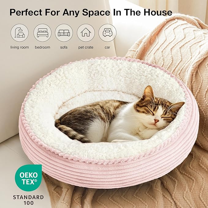 Love's cabin Round Donut Cat and Dog Cushion Bed, 20in Pet Bed - Image 5