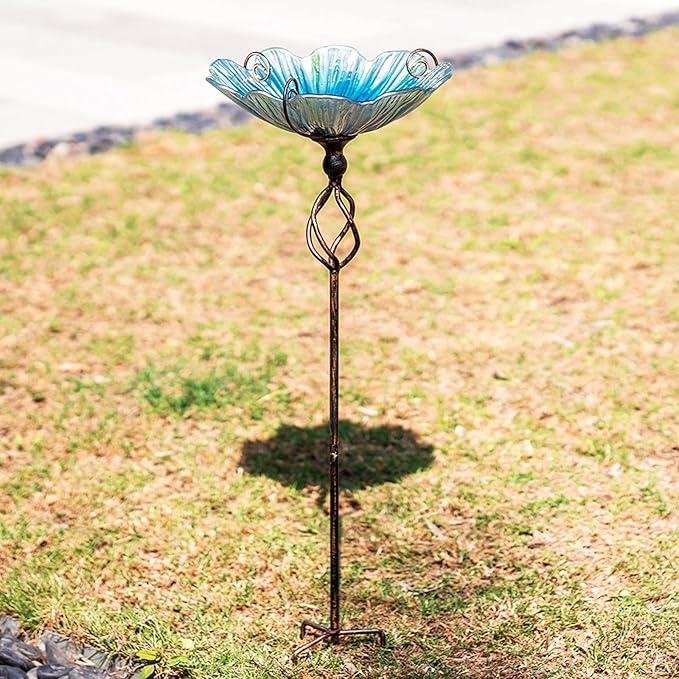 MUMTOP 31 Inch Height Glass Birdbath Birdfeeder - Image 2