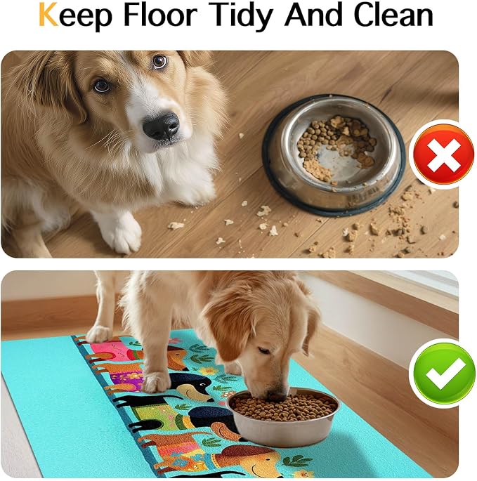 Spring Dachshund Pet Feeding Mat 24x16 Inch Cute Pet Feeding Area Mat Pet Food - Image 8