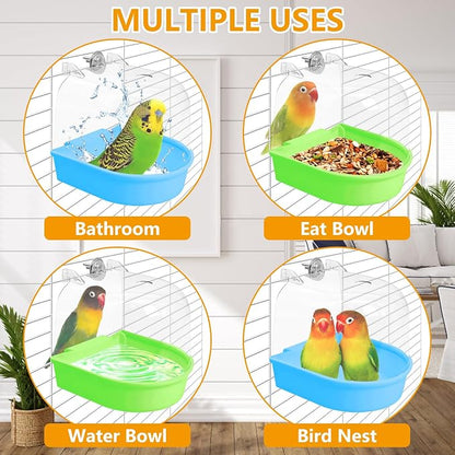 Tfwadmx 3Pcs Bird Bath for Cage Hanging Parakeet Bath Box Clear Bird Bathtub - Image 3