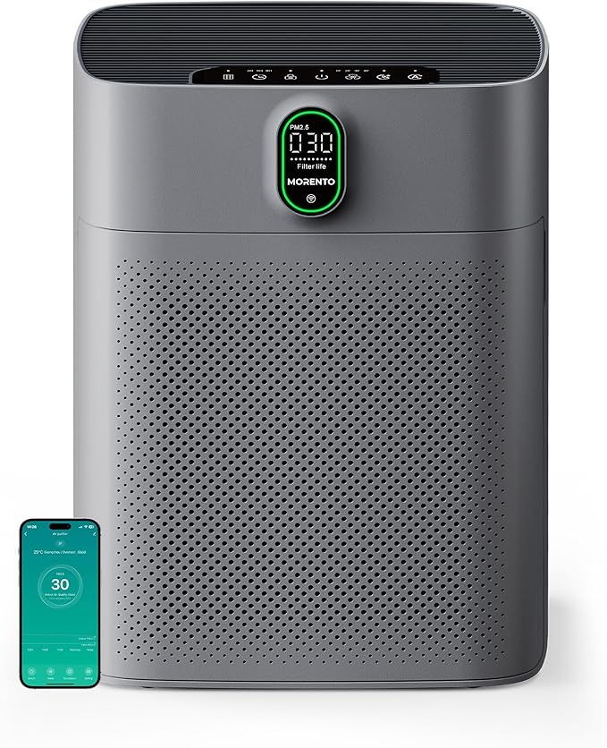 MORENTO Air Purifier for home Large Rooms up to 1076 ft2, Wi-Fi and Alexa by MORENTO
