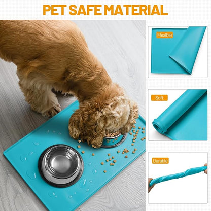 Hubulk Dog Feeding Mat, 100% Waterproof Food Grade Silicone Pet Food and Water - Image 5