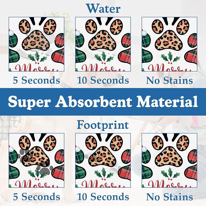 Dog Christmas Dog Food Mat–Christmas Stocking Absorbent Quick Dry Feeding - Image 3
