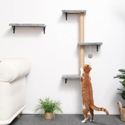 FUKUMARU Cat Wall Shelves, Stable & Safe 4 in 1 Cat Furniture Set, Wooden - Image 8