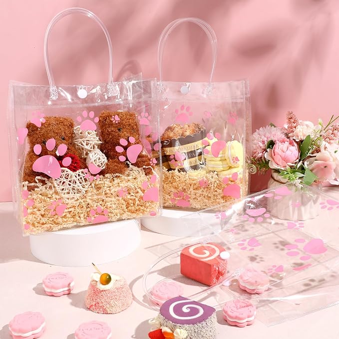 Teling 20 Packs Dog Paw Clear PVC Gift Bags - Image 3