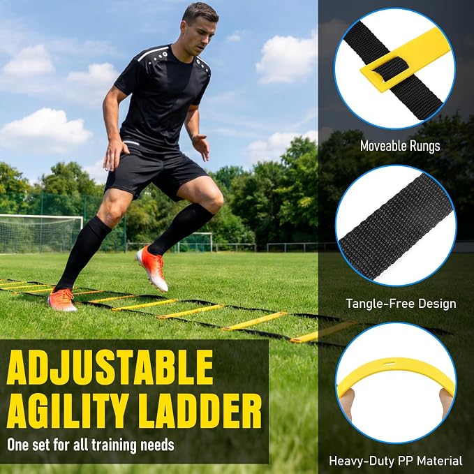 Agility Ladder, Soccer Football Training Equipment Set - 20ft Speed Ladder - Image 5
