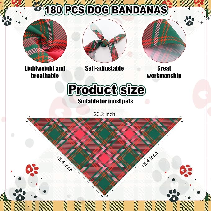 Aliceset 180 Pcs Dog Bandana Bulk Stripe Bandanas - Image 2