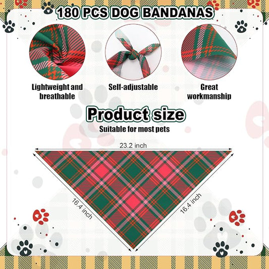 Aliceset 180 Pcs Dog Bandana Bulk Stripe Bandanas - Image 2