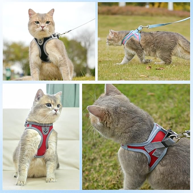 SCENEREAL Cat Harness and Leash Set Escape Proof, Adjustable Soft Air Mesh - Image 5