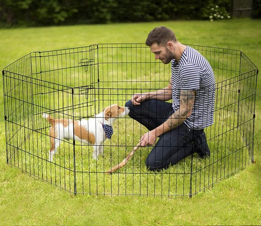 Artmeer Pet Playpen Puppy Playpen Kennels Dog Fence Exercise Pen Gate Fence - Image 2