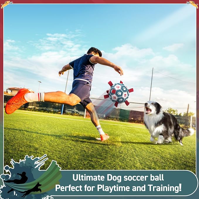 QDAN Dog Toys Soccer Ball with Straps：Durable Balls - Image 2
