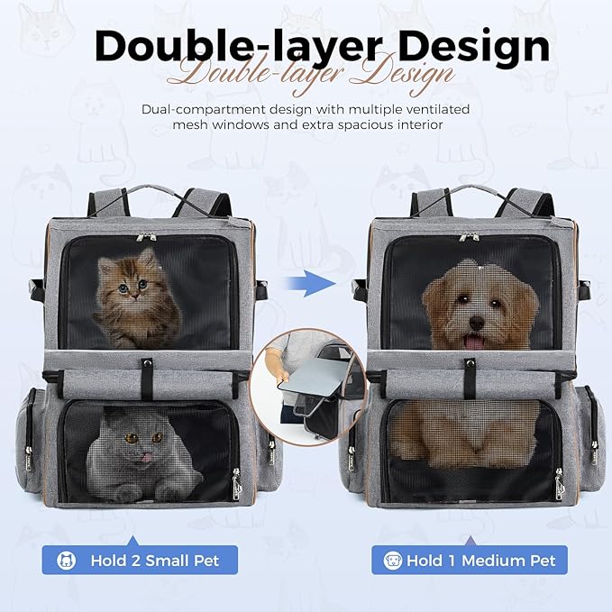 Lekebobor Double Cat Backpack Carrier - Image 2