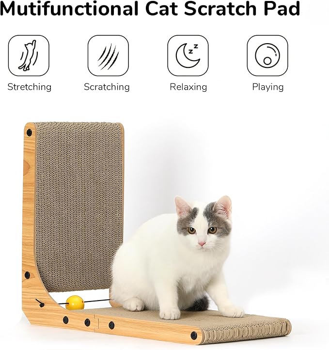 FUKUMARU Cat Scratcher, 18.9 Inch L Shape Cat Scratch Pad, Vertical Cat - Image 2