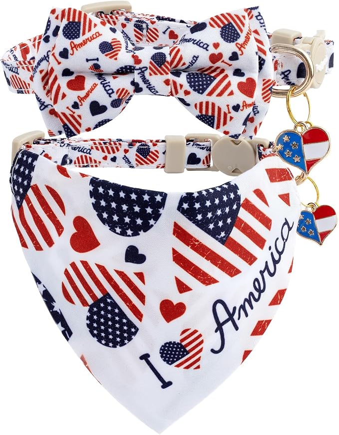 Faygarsle 2 Pack Patriotic Pet Collar Set by Faygarsle
