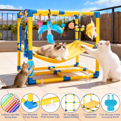 Cat Jungle Gym With Hanging Interactive Toys, Hammock Cat Activity Center - Image 3