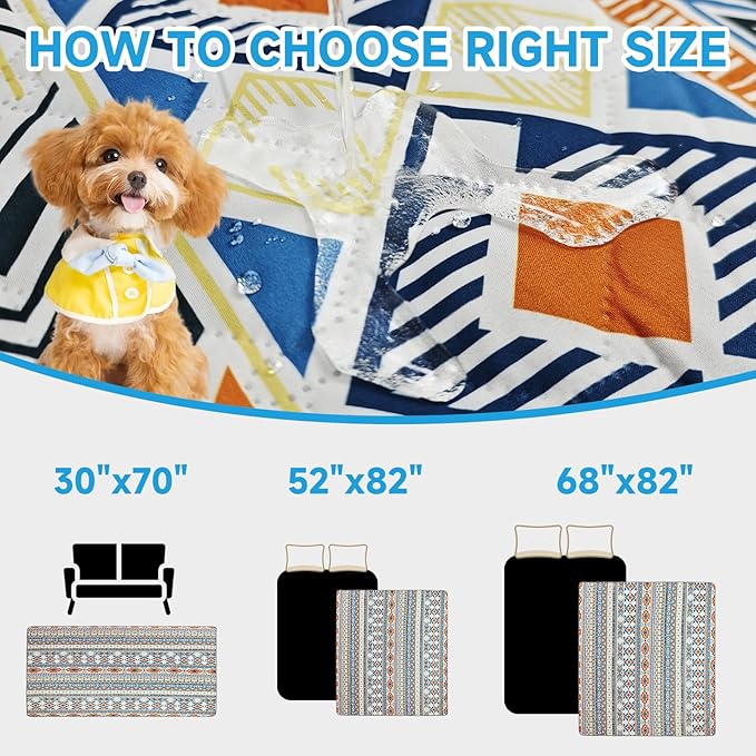 Waterproof Dog Blanket, Bohemian Dog Bed Cover Pet Blanket, Reversible Sofa - Image 6