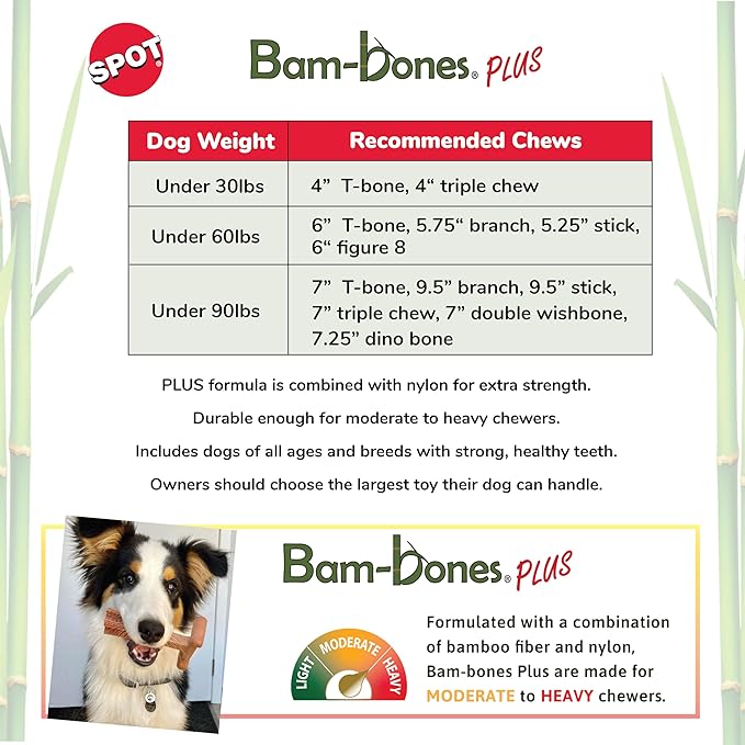 SPOT Bam-Bones Plus Branch -Bamboo Fiber & Nylon, Durable Long Lasting Dog Chew - Image 2