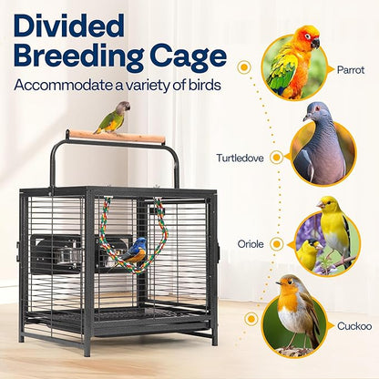 VIVOHOME 19 Inch Wrought Iron Bird Travel Carrier Cage - Image 6