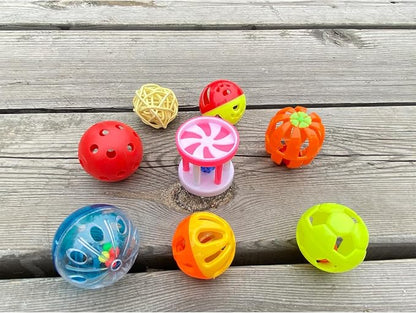 8pcs Bird Cat Ball Toys with Bell Colorful Parakeets Foot Talon Training Set - Image 5