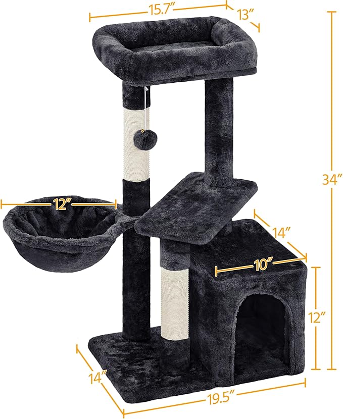Topeakmart Cat Tree Tower for Indoor Cats, 34.5in Cute Cat Tree Activity Center - Image 3