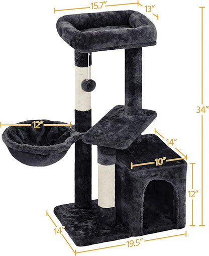 Topeakmart Cat Tree Tower for Indoor Cats, 34.5in Cute Cat Tree Activity Center - Image 3