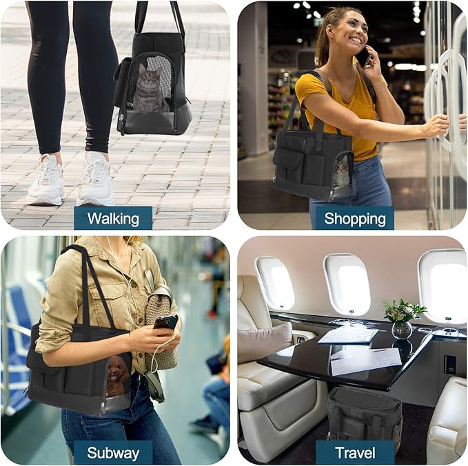 Cat Carrier, Dog Carrier, Pet Carrier, Foldable Waterproof Premium PU Leather - Image 2