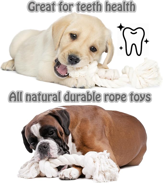 Barida Pet Supplies 100% Natural Cotton Rope Dog Toys, Premium White Cotton Dog - Image 6