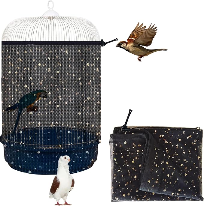Bird Cage Seed Catcher, 45-90'' Adjustable Bird Cage Cover, Universal Nylon by LYMOI