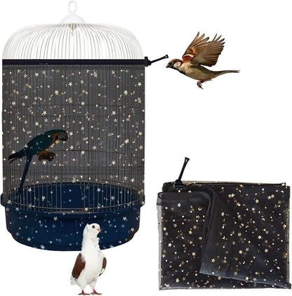 Bird Cage Seed Catcher, 45-90'' Adjustable Bird Cage Cover, Universal Nylon by LYMOI