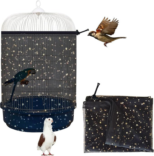 Bird Cage Seed Catcher, 45-90'' Adjustable Bird Cage Cover, Universal Nylon by LYMOI