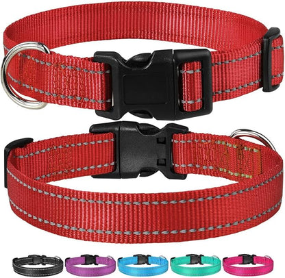 Reflective Dog Collar with Buckle Adjustable Safety Nylon Collars - Image 6
