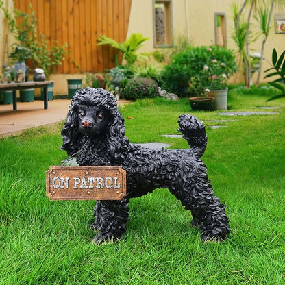 Poodle Statue Outdoor Decorations – Outdoor Dog Statue Standing Black Poodle by Unknown