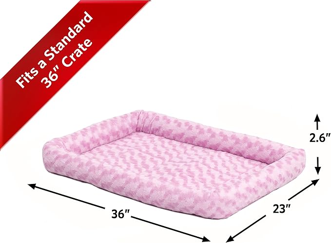 MidWest Homes for Pets QuietTime Fashion Dog Bed – Pink Faux Fur Bolster - Image 3