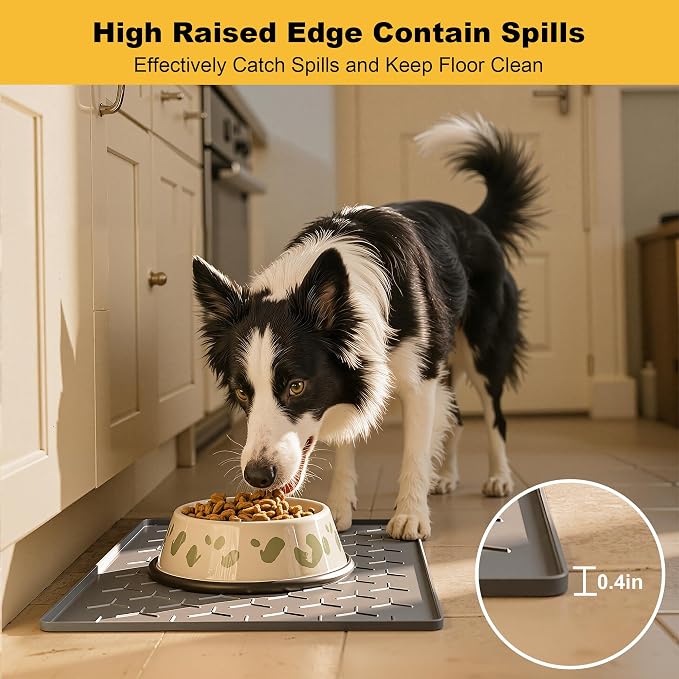 Pieviev 24''x16'' Dog Cat Food Bowl Mat, Silicone Waterproof Food Grade Pet - Image 2