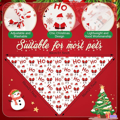 Chunful 100 Pieces Christmas Dog Bandanas Bulk Red and White Xmas Bandanas - Image 3