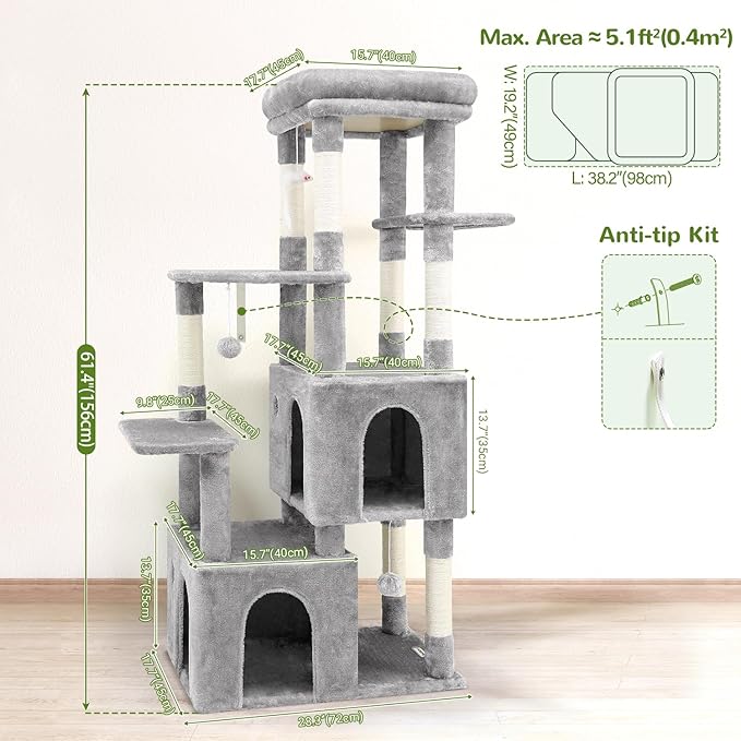 Globlazer Cat Tower for Indoor Cats, Heavy Duty Cat Trees for Large Cats Adult - Image 6
