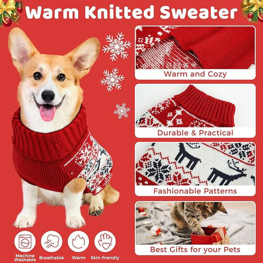 Dog Christmas Sweater, Soft Warm Pet Clothes Coat - Image 2