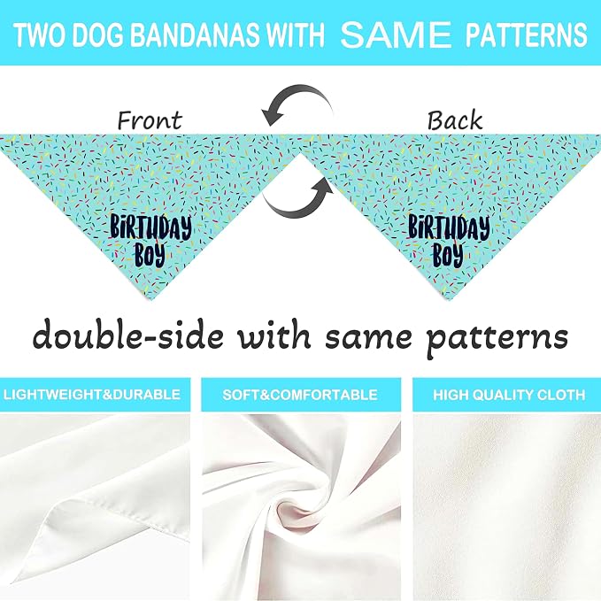 Birthday Boy Dog Bandanas 1 Pack, Pet Scarves - Image 6