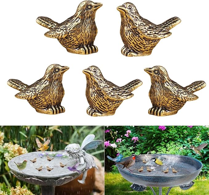 5 Pcs Mini Brass Bird Shape Copper Bath Disk Birdbath Cleaner Purification by Unknown